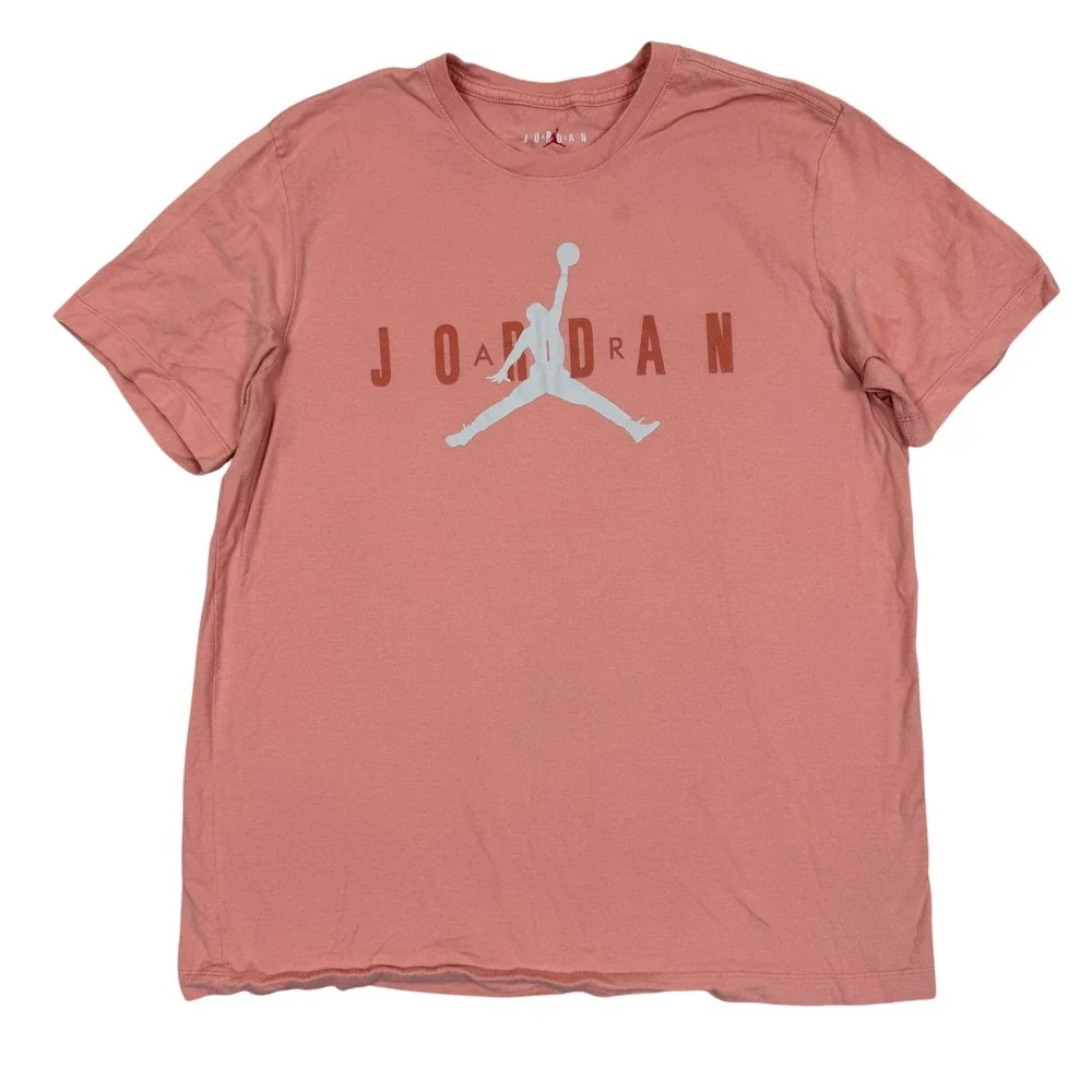 Jordan T-Shirt Large 21.5x28 Jumpman Logo Graphic Tee Pink Coral Sportswear Tee